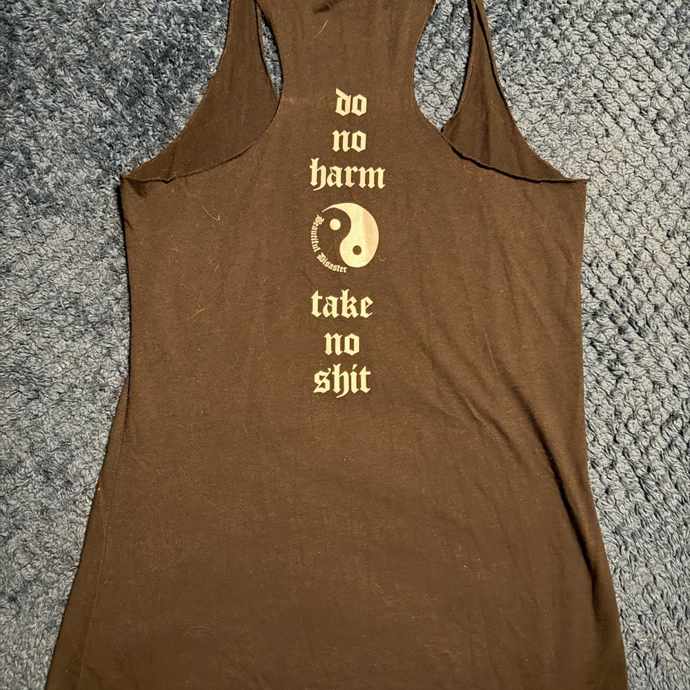Black beautiful disaster Tank Top with Graphic Print